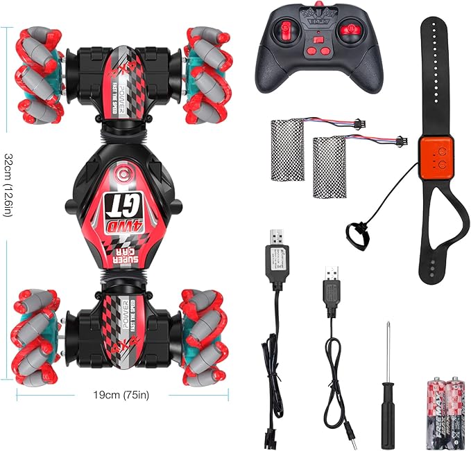 RC Stunt Car for Kids With Remote Control and Music - Double Sided 360 Degree Spins and Flips, Gesture Sensing - for 8-15 Years Boys and Girls, Birthday Gift