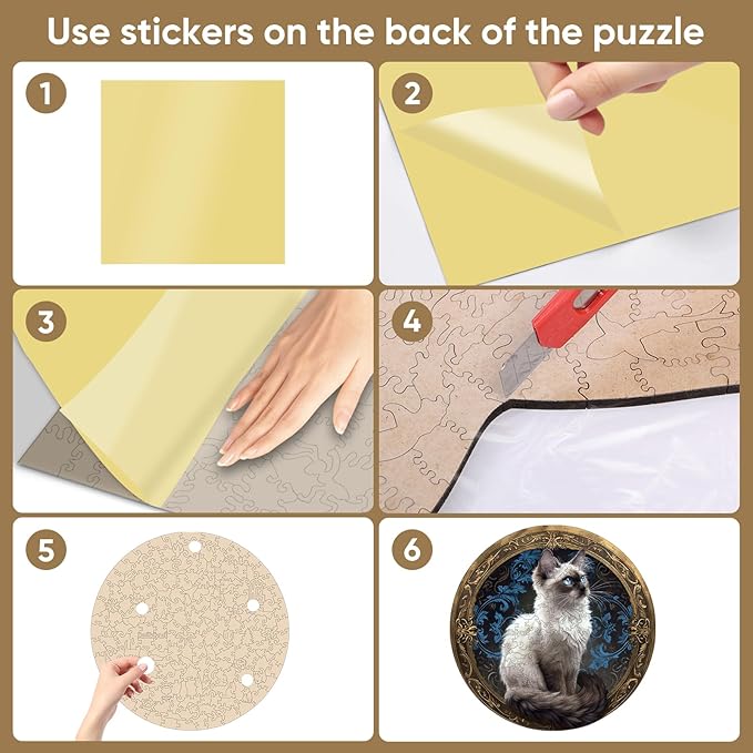 Siamese Cat 500 Pieces Wooden Puzzles for Adults Animal Jigsaw Puzzles with Unique Shapes Pieces Great Gift for Kids and Adults on Birthday,Thanksgiving,Christmas 16.7x16.7 Inches