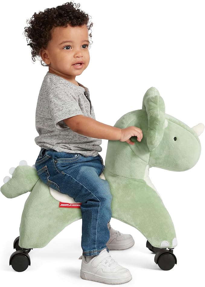 Radio Flyer Dash The Rolling Dinosaur, Ride On Toy for Toddlers Ages 1-3, Green Dinosaur Toy for Kids