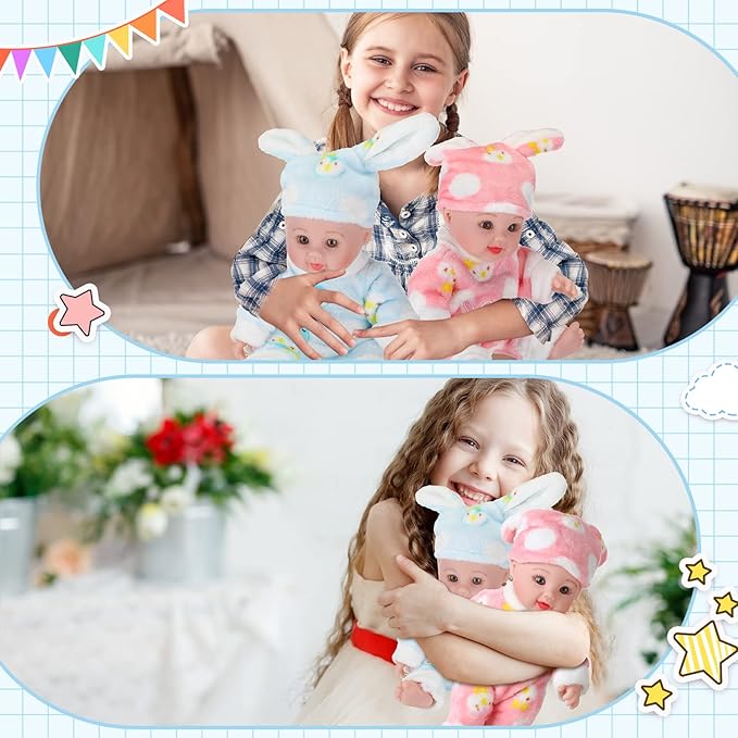10 Pcs Realistic Twin Baby Dolls Toy Set Include 2 Pcs 12 Inch Baby Dolls, Feeding Set, Pacifiers, Doll Diapers, Bags, Milk Bottles Removable Outfit for Toddler Kids 6+ Gift(White)