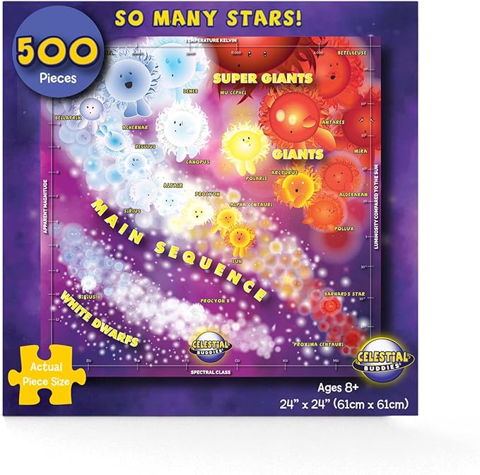 Celestial Buddies So Many Stars! 500 Piece Jigsaw Astronomy Space Puzzle and Poster for Ages 8+ | Educational Star Poster for Science STEM Learning (So Many Stars!)