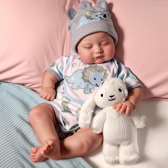 BABESIDE Lifelike Reborn Baby Dolls - 20 Inch Realistic Newborn Baby Dolls Boy Real Life Baby Dolls Full Body Vinyl Poseable Baby Boy with Feeding Kit Gift Box for Children 3+