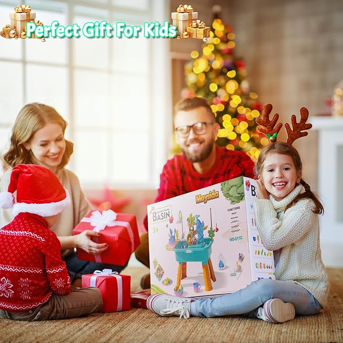 2025 Upgraded Water Table for Toddlers 1-3 3-5 with Electric Water Pump, Toddler Water Play Table|Beach Outdoor Toys, Water Table for Kids Ages 4-8, Summer Gift for Girl Boy 3 4 5 6 7 8, Orange&Green