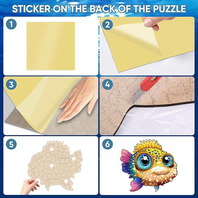 Fish Wooden Puzzles for Kids,100 Pieces Unique Shaped Jigsaw Puzzles for Adults and Children,Family Game,Birthday and Children's Day Gifts,7.67x8.4 Inches