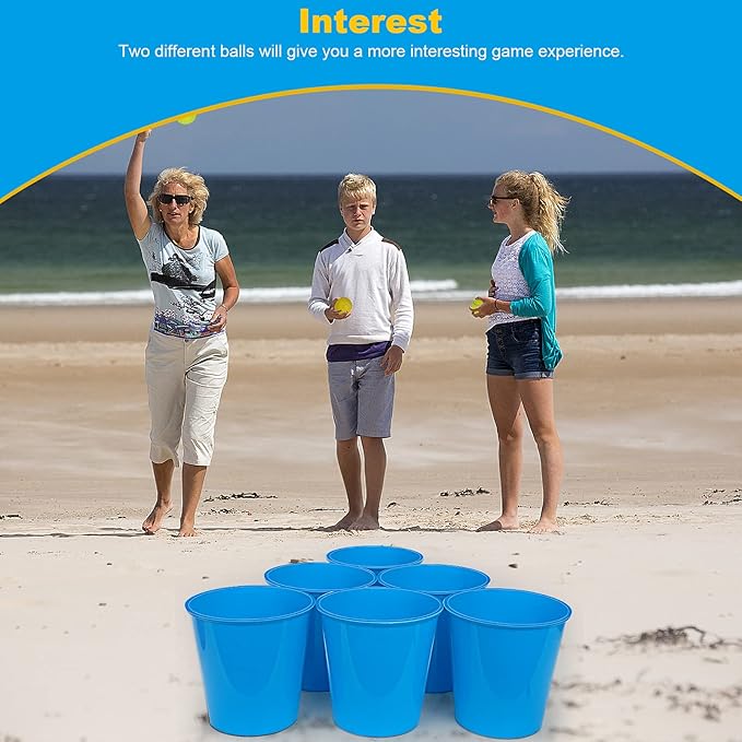 Giant Yard Pong Bucket Game,Throwing Bucket Toss Set for Beach,Pool,Family,Yard,BBQ,Lawn,Indoor,Outdoor Game - Ideal Gift Toy for Boys,Girls,Family,Kids