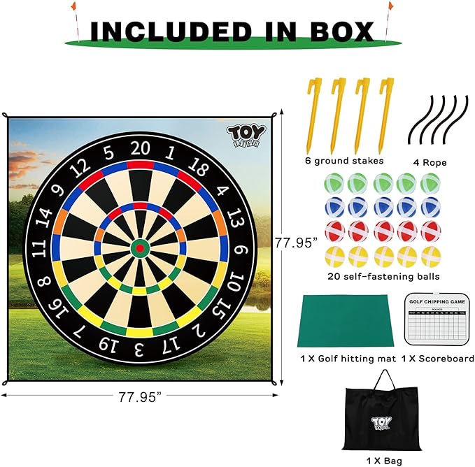 TOY Life Chipping Golf Game Mat Indoor Outdoor Games for Adults and Family Kids Outdoor Play Equipment Stick Chip Game Indoor Golf Set Backyard Games Outdoor Toys for Kids