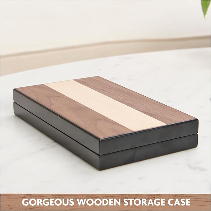 Spin Master Games, Legacy Deluxe Mancala, Classic Game with Folding Wooden Board & Colorful Glass Stones, Family Game, for Ages 8 & Up