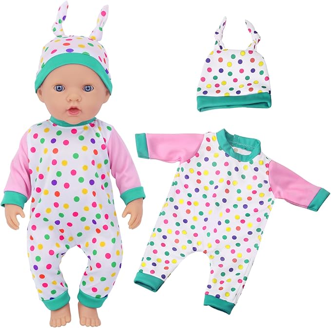 UNICORN ELEMENT 5 Sets Baby Doll Clothes for 14-18 Inch Dolls, Doll Pjs Outfits Playtime Jumpsuits Fit in 15 Inch Dolls Reborn,10 Pcs in Total Doll Clothes and Accessories for 18 Inch Girl Doll