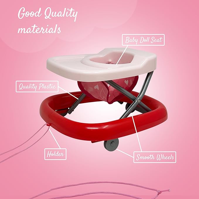 Baby Doll Set with 12 Inch Soft Baby & Foldable Walker, Cute Baby Doll Accessories Playset, Learn to Walk Dolls for Toddlers Boys and Girls