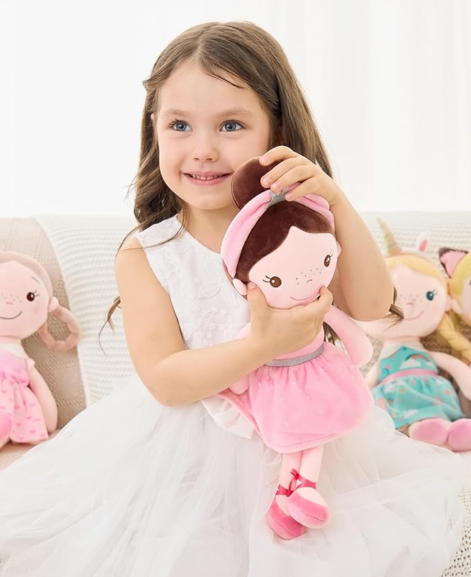 Soft Baby Doll Toys (16'') for Girls, My First Baby Rag Dolls for 1 Year Old Girl Birthday Gift Plush Doll Toys Machine Washable Baby Doll for Toddler Kids Infants - Ballet Girl