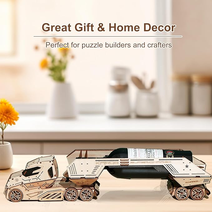 3D Wooden Puzzle for Adults, Wooden Red Wine Rack Mechanical Model Kit, DIY Funny Puzzle Handicraft Wood Craft Kit, Birthday Gift for Family & Friends Women Men, Home Decor