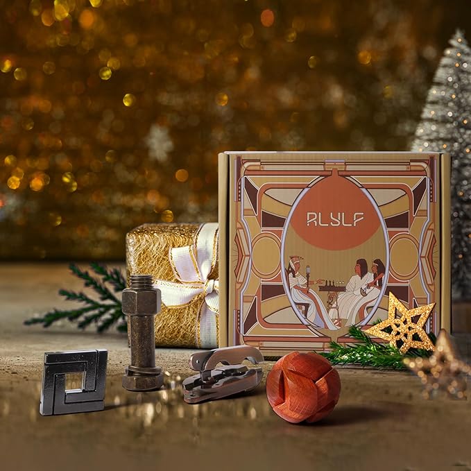 8 Pcs Brain Teaser Puzzles Favor Educational Toys Mind Puzzles Ancient Wooden and Metal Puzzles 3D Unlock Interlock IQ Puzzles Box Game