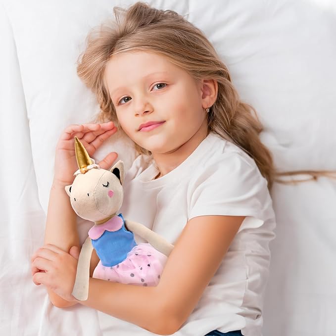 Ballerina Unicorn Doll Stuffed Animal Toys for Girls - Plush Bag | 3 Set Cloth Accessories | Ballet Shoes, Kids Pretend Play Doll Pet Care, Christmas Birthday Gift for 3 4 5 6 Year Old Girls