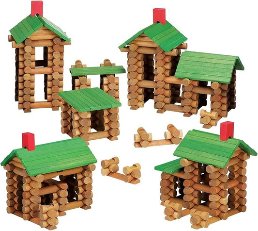 SainSmart Jr. 450 PCS Wooden Log Cabin Set Building House Toy for Toddlers, Classic STEM Construction Kit with Colorful Wood Logs Blocks for 3+ Years Old