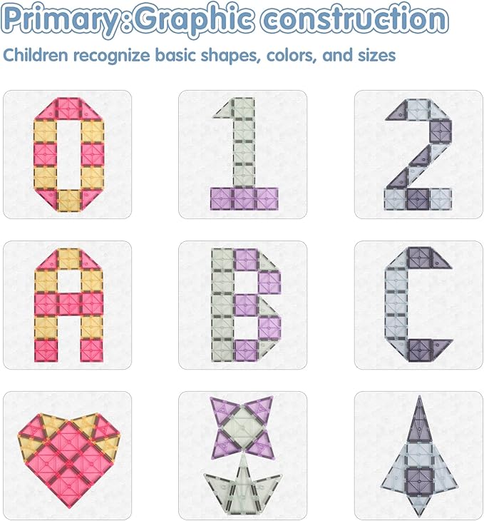 Magnetic Tiles 40pcs Magnet 3D Building Tiles Kids Toys for 3-8+ Years Old Boys & Girls - STEM Educational Learning Magnetic Blocks Toy Set