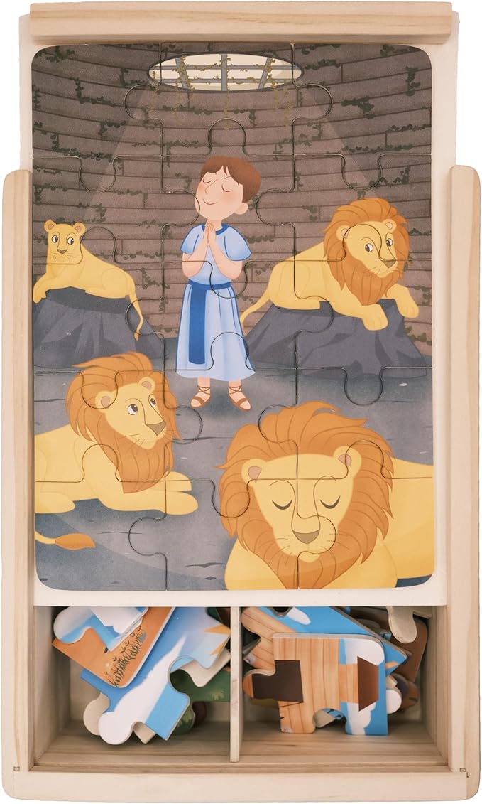 4-in-1 Wooden Jigsaw Puzzles in Box (15 pcs Each) | Religious Gifts for Kids | Christian Gifts for Kids | Noah's Ark | Toddler Puzzles (Old Testament)