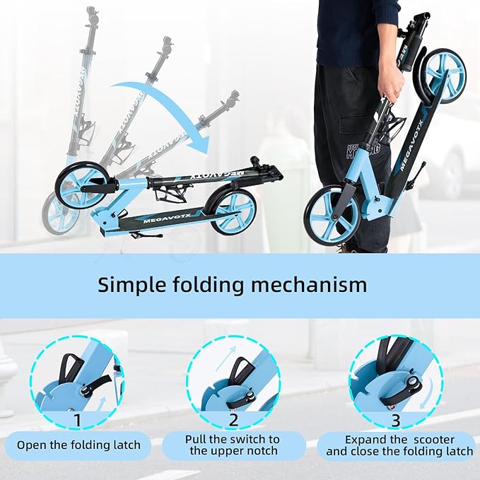 Kids & Adults Kick Scooter – 2 or 3 Wheel Options (LED on 3-Wheel) for Outdoor Fun & Commuting, Foldable and Portable, Adjustable Handle, Anti-Slip Deck (Ages 3 to Adult),Birthday Gift