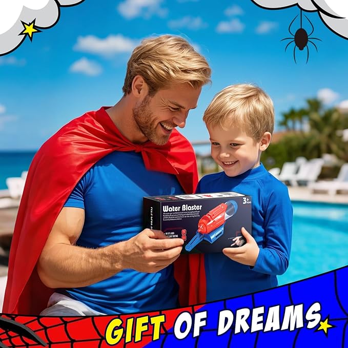 Spider Water Gun for Kids: Spider Web Shooter Automatic Water Blaster for Kids, Electric Wrist-Mounted Superhero Squirt Toy, Superhero Role-Play Toy for Outdoor Summer Fun, Blue