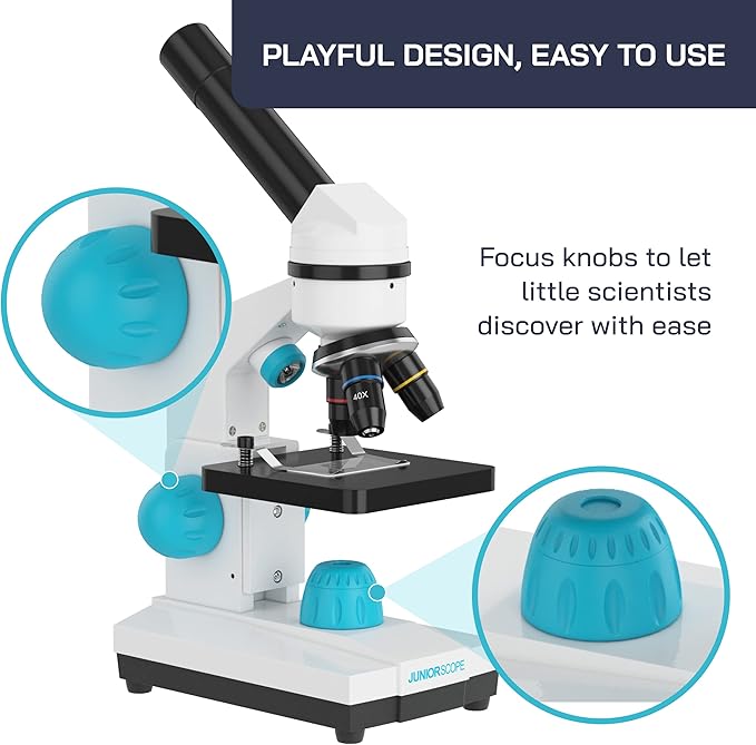Omano Juniorscope Microscope for Kids – Microscope Kit for Kids 8+ for Science Microscope Experiments – Kids Microscope Kit That Encourage STEM Exploration – Beginner Microscope for Kids 8 and Up.
