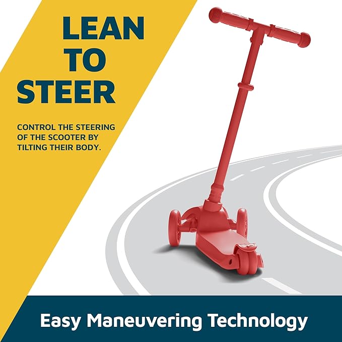 Kids Scooter – Children and Toddler 3 Wheel Kick Scooter – LED Wheel Lights Illuminate When Rolling– Adjustable Handlebar – Indoor and Outdoor