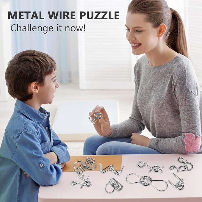 VolksRose 24pcs Brain Teaser Metal Wire Puzzles, Classical Mini Metal Puzzles Set, Mind Smart Game IQ Challenge Puzzle Games, Educational IQ Test Toy Lock Puzzle Gift for Adults Kids Teenagers
