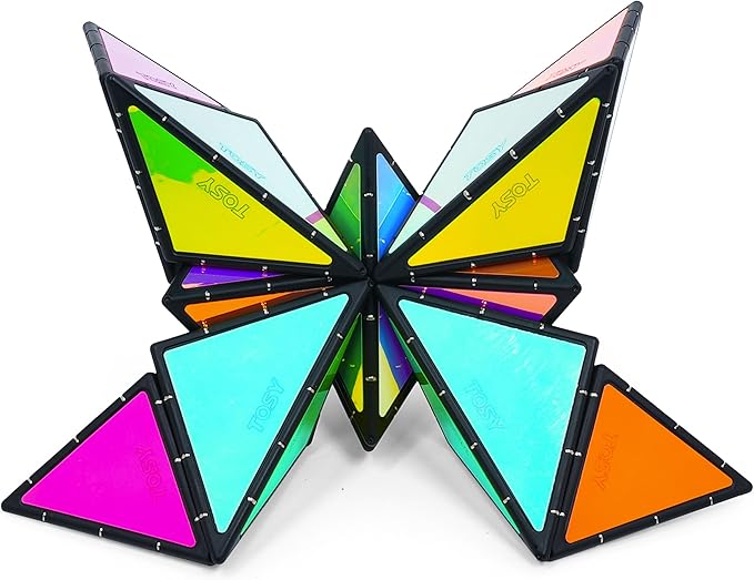 TOSY Magnet Pyramid Glow - 1 Cube Transforms into 1 Billion Shapes, 12 Pieces, 243 Rare Earth Magnets, Glowing, Holographic Design Magnet Tiles Creative Puzzle STEAM Toy
