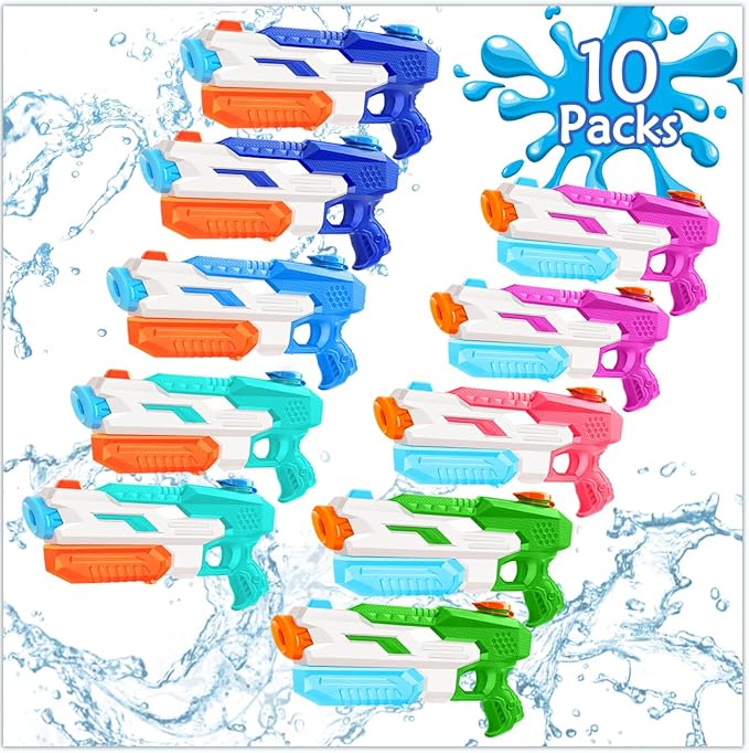 600cc Water Gun for Kids Adults:10 Pack Squirt Blasters Super Water Gun Soaker with Long Range High Capacity for Boys Girls Summer Swimming Pool Beach Outdoor Water Fighting Play Toys Party Favors