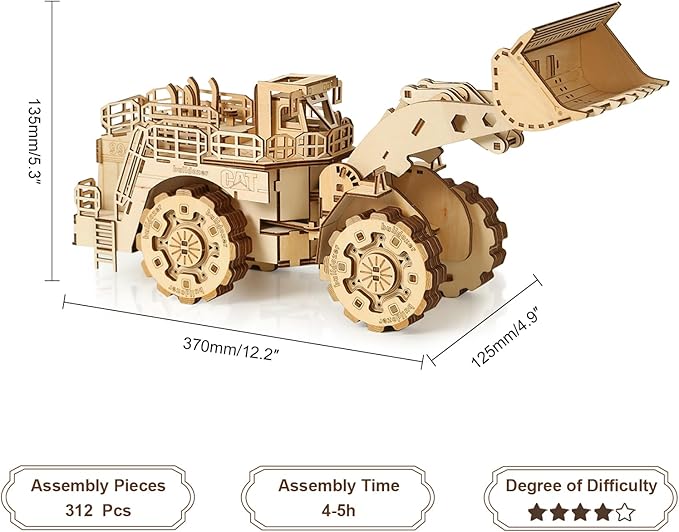 3D Wooden Puzzle for Adults, Mechanical Forklift Model, DIY Vehicle Model Building Kit Handicraft Wood Craft Hobbies Toy, Birthday for Hobbyist 14+ Family Women Men, 312 Pcs