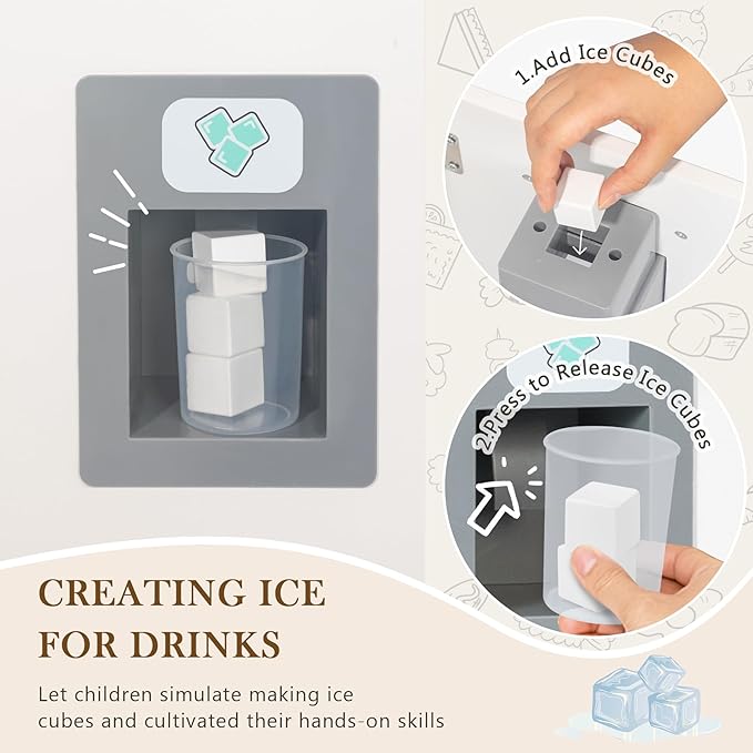 labebe - Kitchen Wooden Fridge | Fridge Freezer for Toddlers, Kids' Kitchen Playset Toy, Baby Cabinet Refrigerator Pretend Play Furniture White for Children Boy & Girl(15.8" 13.8”27”)