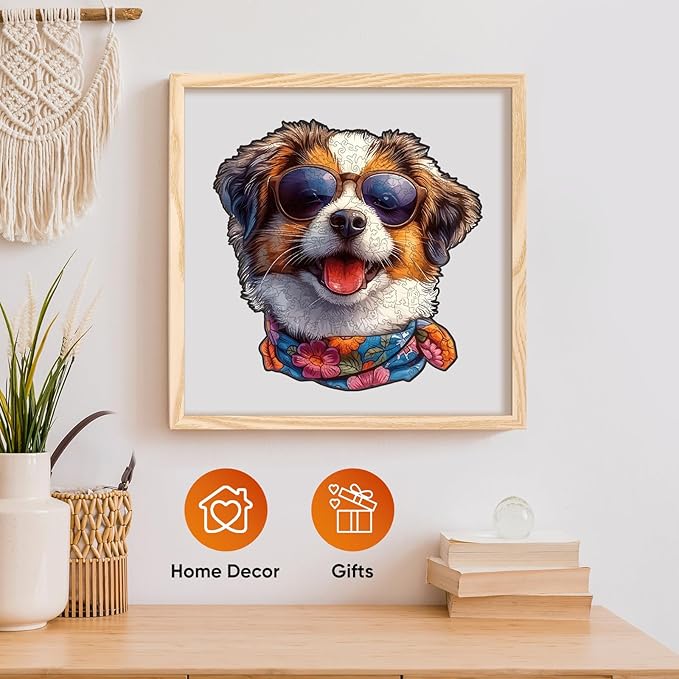 Dog Puzzles for Adults, Cool Collie Wooden Puzzles 200 Pieces, Cute Puppy Animal Jigsaw Puzzle Creative Birthday Gifts for Kids, Family Game 11.3 * 11.4in