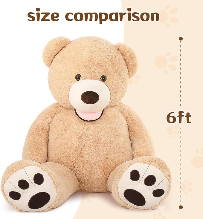 MorisMos Giant Teddy Bear Plush 6 Feet, Life Size Huge Teddy Bears for Girlfriend Boyfriend, 6 Foot Large Bear Gifts, Baby Shower, Birthday