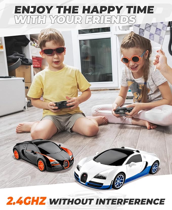 BEZGAR Bugatti Toy Car - Officially Licensed Bugatti Grand Sport Vitesse Remote Control Car,1:24 Scale Sport Racing Toy Car Model Vehicle for Kids, Adults, Girls and Boys (47000 Black)
