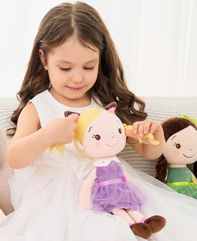 Soft Baby Doll Toys (16'') for Girls, My First Baby Rag Dolls for 1 Year Old Girl Birthday Gift Plush Doll Toys Machine Washable Baby Doll for Toddler Kids Infants - Kitten Girl