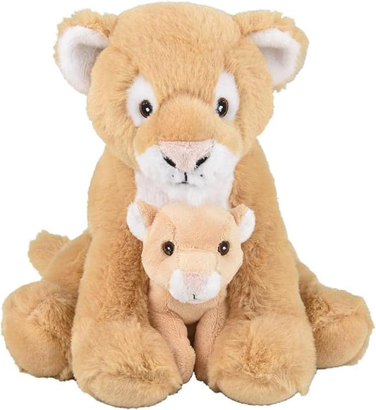 Mom and Baby Stuffed Animals for Boys & Girls, Safari Baby Shower Decorations, Nursery Decor, Zoo Animals for Toddlers, Quality Realistic Toys for Kids, Cute, Soft, Huggable, Squeezable (9.5" Lioness)