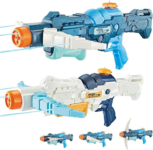 Water Gun for Kids & Adults: 3-in-1 Transforming Large Capacity Water Gun 4 Adjustable Water Spray Patterns Outdoor Water Blaster for Kids & Adults Summer Pool & Beach Toy for Boy 8-12, 2PCS