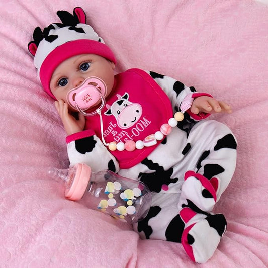 Aori Lifelike Reborn Baby Doll - 18 inch Full Body Soft Vinyl Real Life Baby Girl,Poseable Anatomically Correct Realistic Toddler Dolls with Feeding Kit Gift for Kids Age 3+