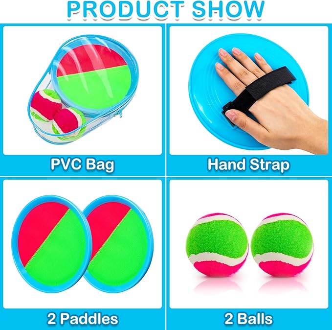 Toss and Catch Ball Set Kids Toys Outdoor Beach Pool Toys Ball Catch Sets Classic Outdoor Beach Games Yard Games for 3 4 5 6 7 8 Year Old Boys Girls Gifts Sports Easter Basket Stuffers