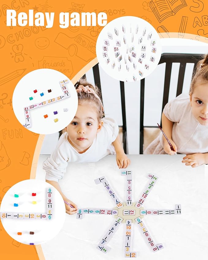 KAILE Mexican Train Dominoes Set with Numbers, Double 12 Dominoes Set with 4 Wooden Trays/Racks, 91 Tiles Colored Dominoes Train Games for Family Night, Travel, Party