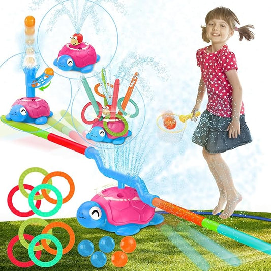 4-in-1 Turtle Water Sprinkler for Kids Summer Toys, Outdoor Toys for Toddlers, Kids Sprinkler Water Toys, Backyard Games for Summer Fun, Backyard Games Splash Water Toys Gifts for Boys Girls Dogs