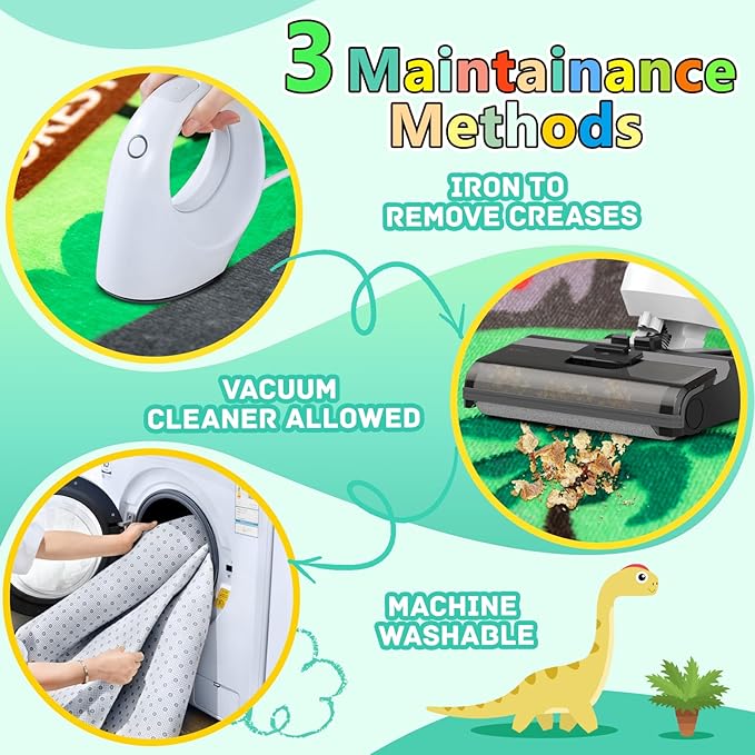 Kids Rug, Car Carpet for Kids' Toy Cars, 4x6 Ft Dinosaur Rug, Dino Safari Road Rugs for Playroom, Educational Learning & Game Area Playmat Carpet for Kid