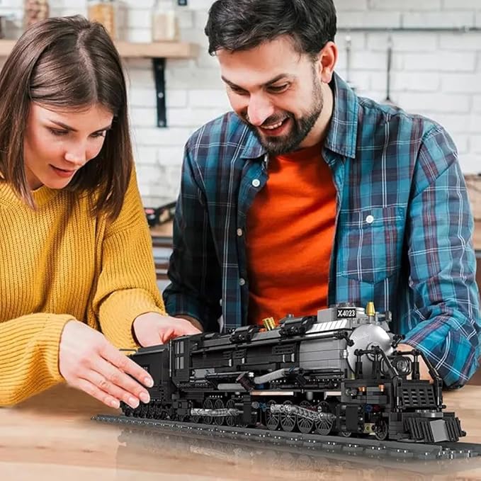 Big Boy Steam Train Building Block Toy, BIGBOY Locomotive Articulated Train Display Model Set with Train Tracks for Train Lovers, Teenagers and Adults(1608 Pieces)
