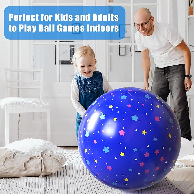 Blue Beach Ball 24 Inches - Exciting Pool and Beach Toy for All Ages, Large Inflatable Beach Ball Ideal for Summer Water Activities and Hawaiian Parties Bulk Beach Balls