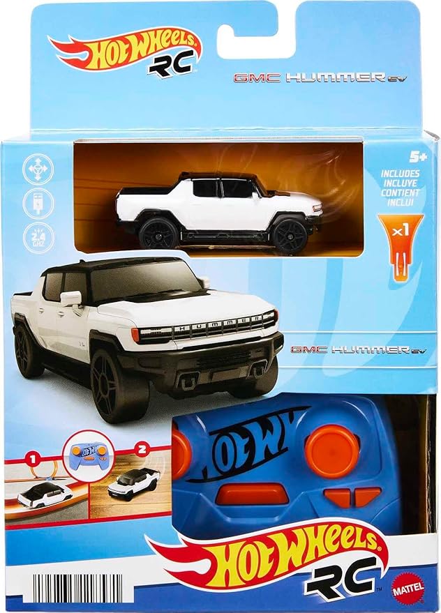 Hot Wheels 1:64 Scale RC Toy Car, Remote-Control Hummer EV for On & Off Track Racing with USB Cable for Recharging