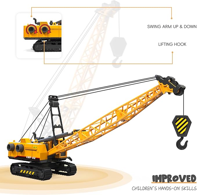 Kids Construction Toys for Boys, Excavator and Crane Trucks, Semi Truck Trailer Lowboy Tractor, Construction Playset for Toddlers, Gift for 3 Years Old and Up, Ideal Birthday Party Favor