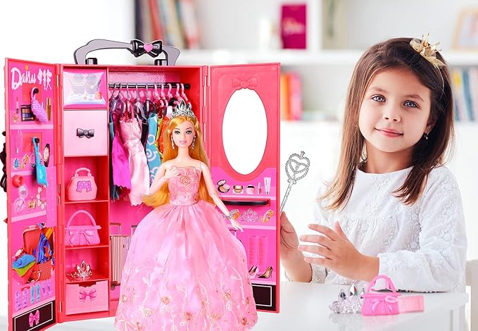 UCanaan Girl Doll and Closet Set with Doll Clothes and Accessories Items Including Fashion Dolls, Dressand Many Other Accessories (Refer Picture Shows),Best Gitfs for Girls Christmas Birthday
