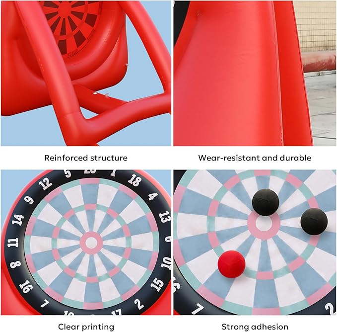 Inflatable Soccer Dart Board Giant Kick Dart Games Outdoor Backyard Games 6ft Big Kick Darts Game Inflatable for Kids Adults Family with 4 Kick Balls & Air Pump Large Carnival Games Dartboard
