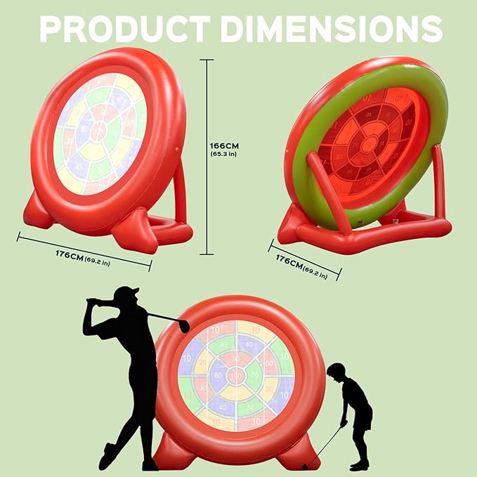 Giant Inflatable Dart Board Outdoor Soccer Golf Yard Games, Large Carnival Games for Kids Adults Family, Lawn Kick Darts, 65.3in Tall Throw Dartboard with Kick Balls & Electric Air Pump