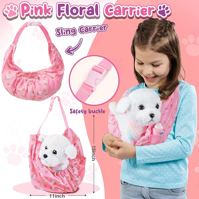 Golray Remote Control Toy Dog with Leash for Kids Girls, Electronic Interactive Plush Puppy Can Walk Bark, Stuffed Animal Dog Pet Care Pretend Play Set Gifts for Girl Kid Toddler 3 4 5 6 7 8 Years Old