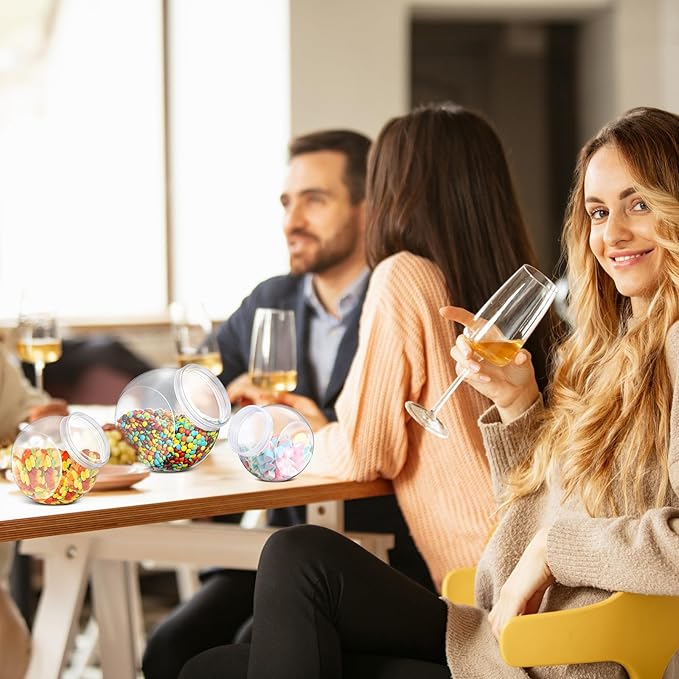 4 Pcs Plastic Candy Jar with Lid for Candy Buffet Large Storage Jar Clear Food Storage Canisters Kitchen Countertop Container for Cookies Beans Snacks Indoor Outdoor Wedding(40/60/80 oz)