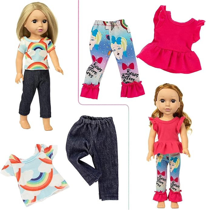 Ecore Fun 10 Sets 14.5 Inch Doll Clothes Outfits Dresses Pajamas Hair Clips for 15 Inch Girl Dolls